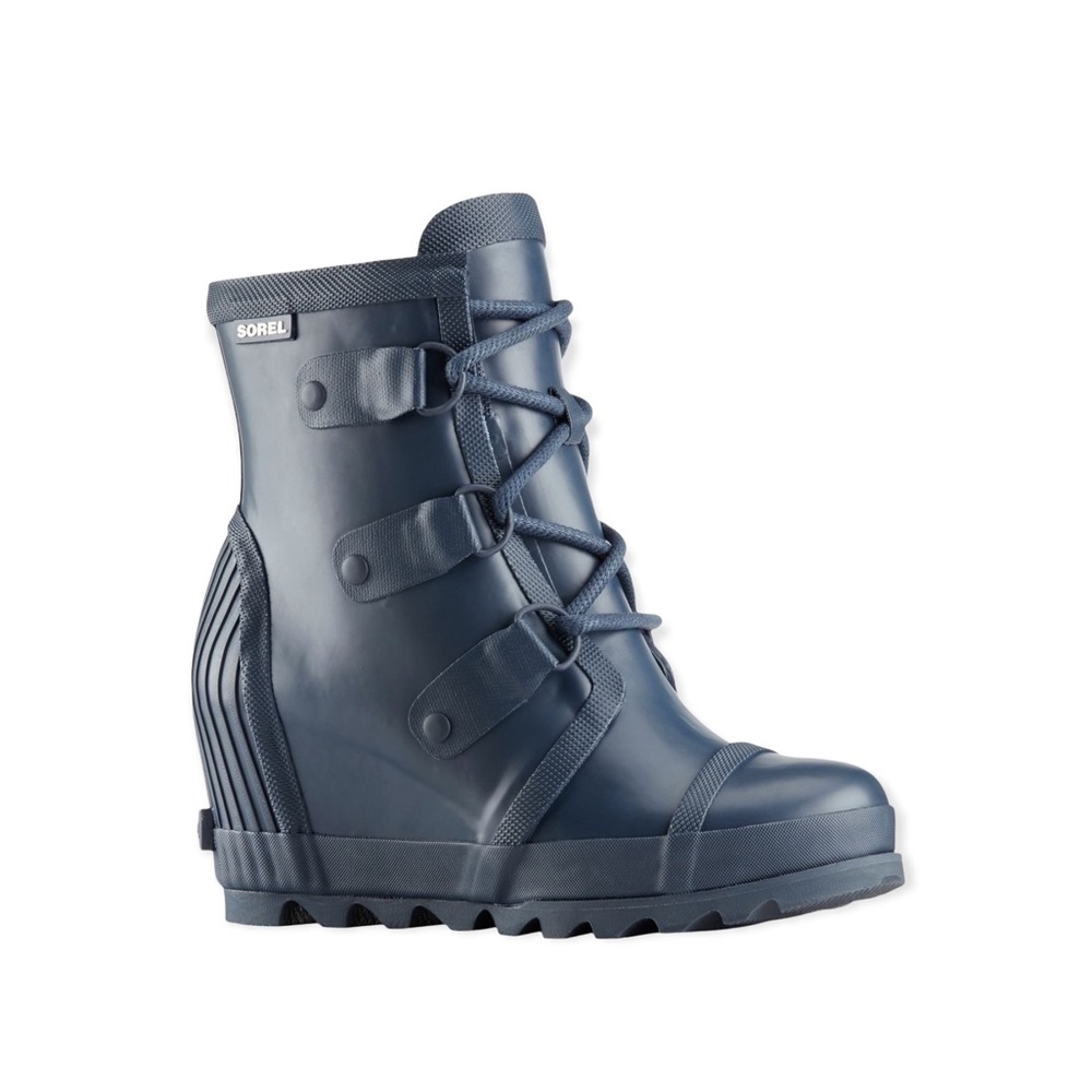 Sorel Navy Blue Lace-Up Wedge Rain Boot